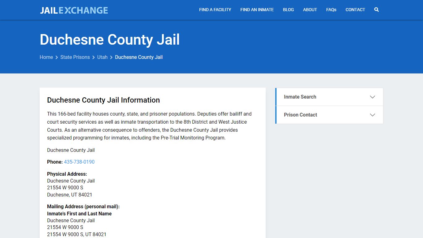 Duchesne County Jail Inmate Search, UT - Jail Exchange